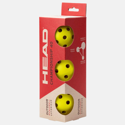 Balles de pickleball HEAD Boîte de 3 balles HEAD Championship 40 Outdoor