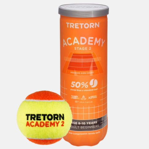 Balles de tennis Tretorn Tube de 3 balles Tretorn Academy Stage 2 Orange
