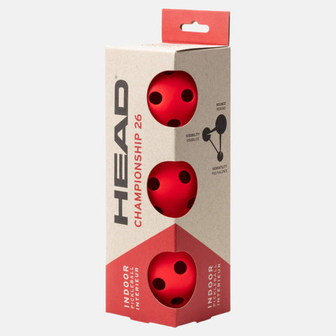 Balles de pickleball HEAD Boîte de 3 balles HEAD Championship 26 Indoor
