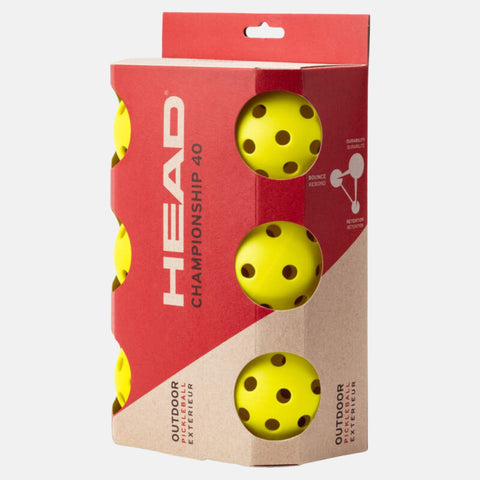 Balles de pickleball HEAD Boîte de 6 balles HEAD Championship 40 Outdoor